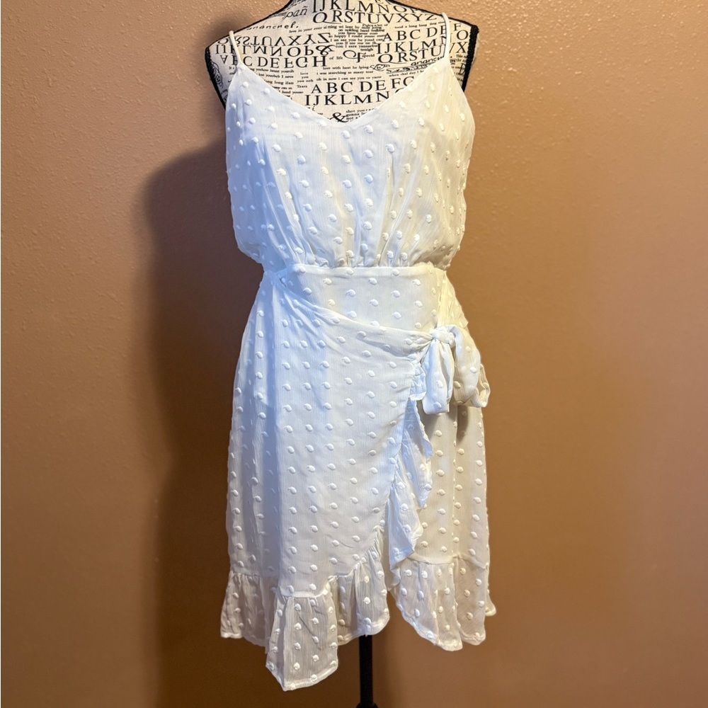 Elegant White Polka Dot Dress